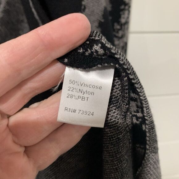 Ming Wang | Cardigan Open Front Black Tan Long Sleeve Sweater- Size Large - Picture 6 of 10